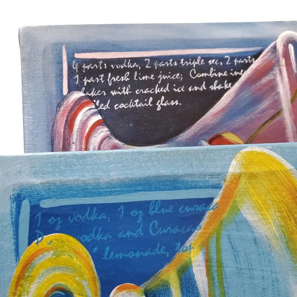 Artwork Painting Pieces with Cocktails and Recipes